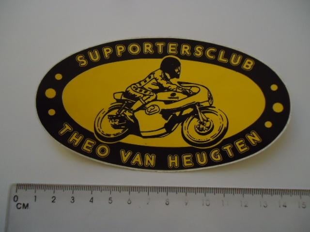 sticker oud Theo v Heugten motorrace motorsport retro, Verzamelen, Verzenden, Zo goed als nieuw, Bedrijf of Vereniging