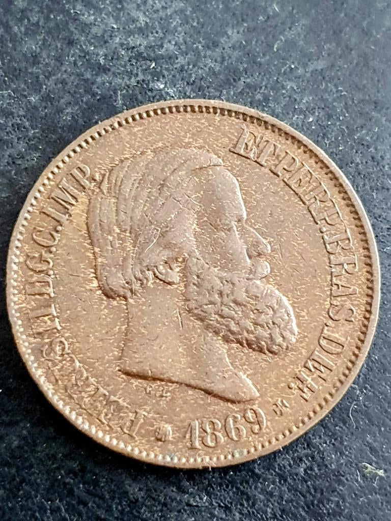 Oude 20 reis munt uit 1869 Brazilië., Postzegels en Munten, Munten | Amerika, Ophalen of Verzenden, Zuid-Amerika, Losse munt