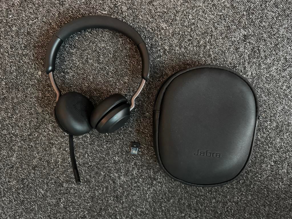 Jabra Evolve2 65 headset + Jabra Link 380 adapter, Audio, Tv en Foto, Koptelefoons, Ophalen of Verzenden, Zo goed als nieuw, Overige merken