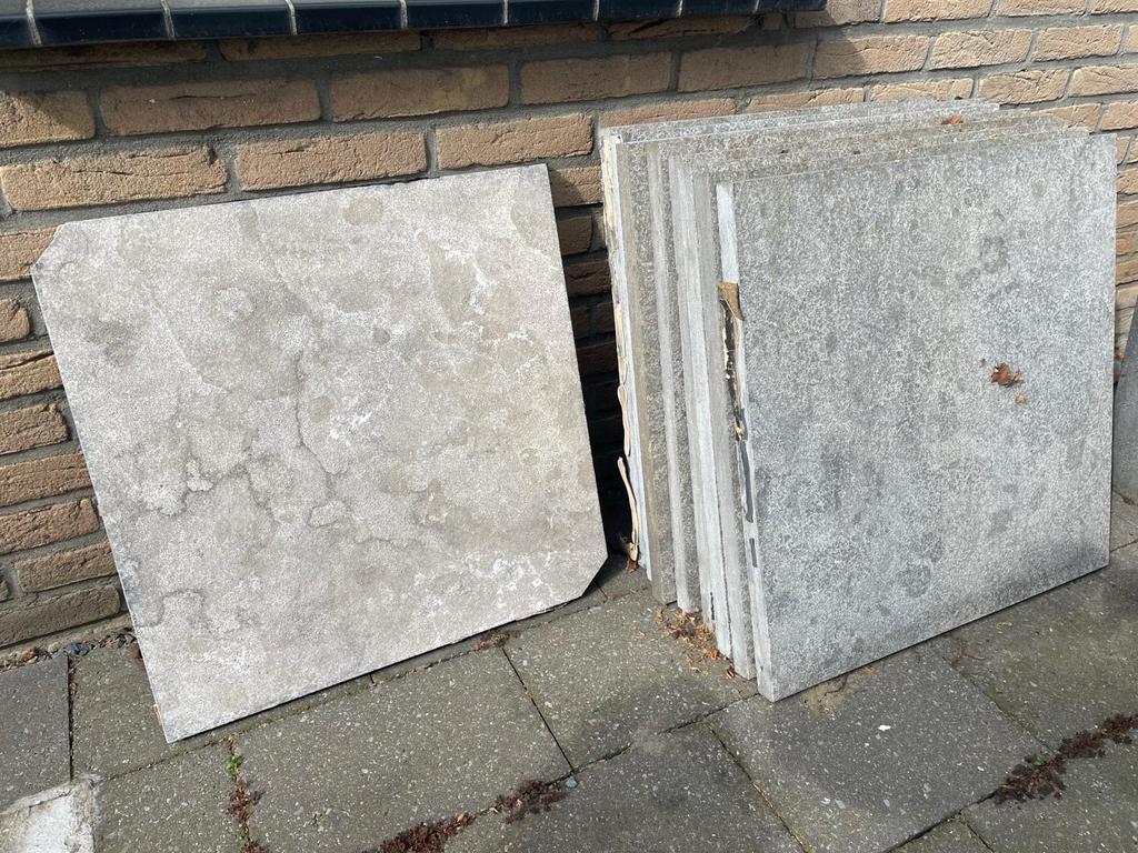 Grijze hardsteen terrastegels 60x60, Ophalen, Gebruikt, 5 tot 10 m², Beton