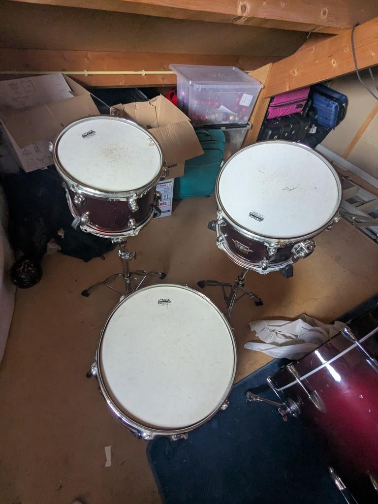 3 Tom Premier cabria PK donker rood 10 12  en 14 inch, Muziek en Instrumenten, Ophalen, Gebruikt, Premier