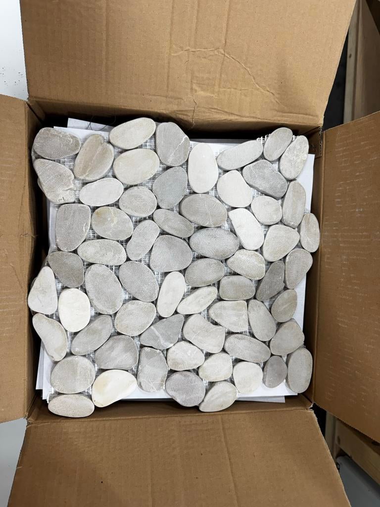 Beige Pebble Stones mozaïek op matje 30x30, 1m2, Ophalen, Overige materialen, Overige typen, Nieuw