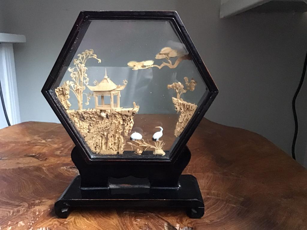 Diorama,chineese diorama ,Chinees kurk ,kraanvogel diorama,, Antiek en Kunst, Ophalen