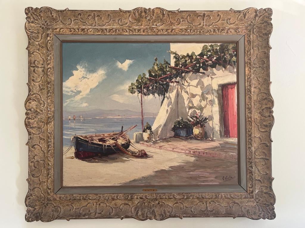 gesigneerd groot oud olieverfschilderij Jan Lutz (1888-1957), Antiek en Kunst, Ophalen of Verzenden