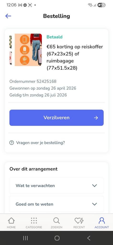 Vakantie koffer korting bon