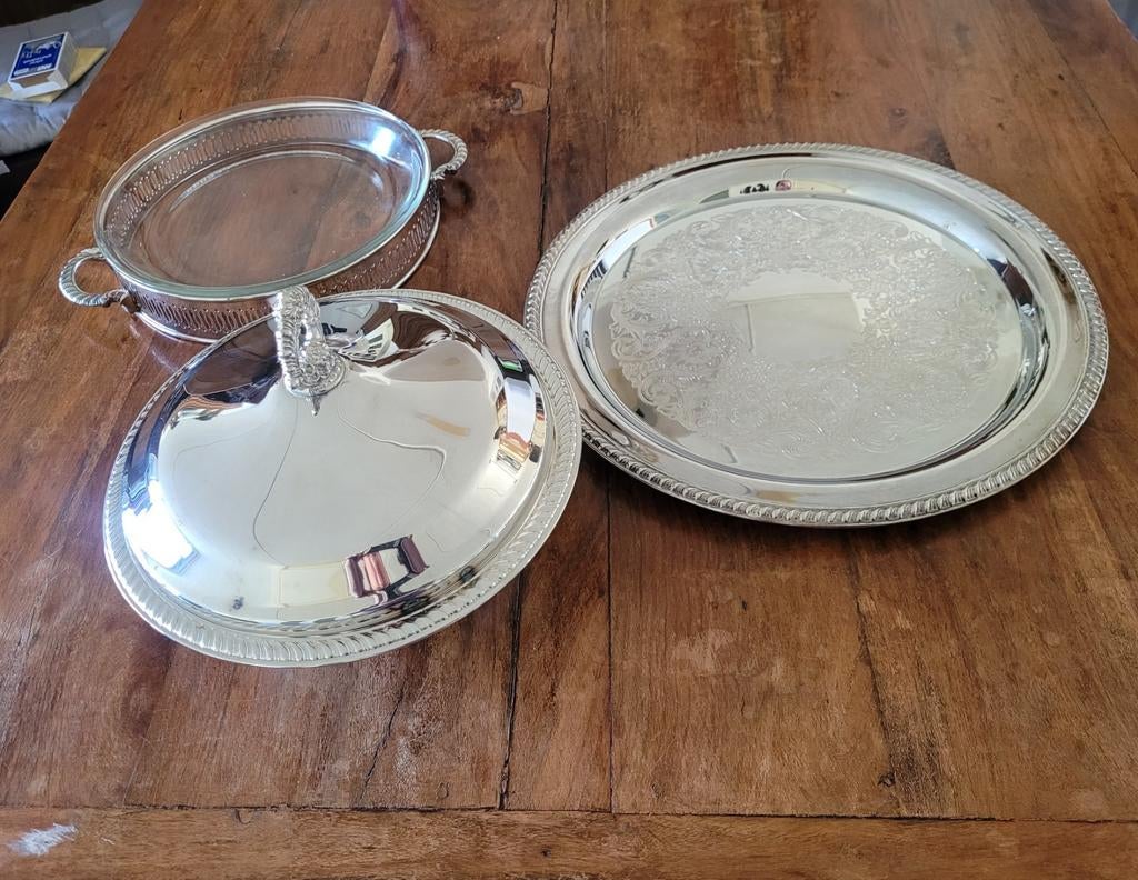 3 verzilverde serveerschalen, Ophalen