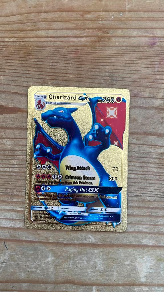 Gouden Charizard GX, Hobby en Vrije tijd, Verzamelkaartspellen | Pokémon, Zo goed als nieuw, Losse kaart, Ophalen of Verzenden