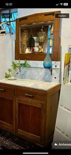 Prachtig kastje met een marmeren blad en spiegel, Ophalen of Verzenden