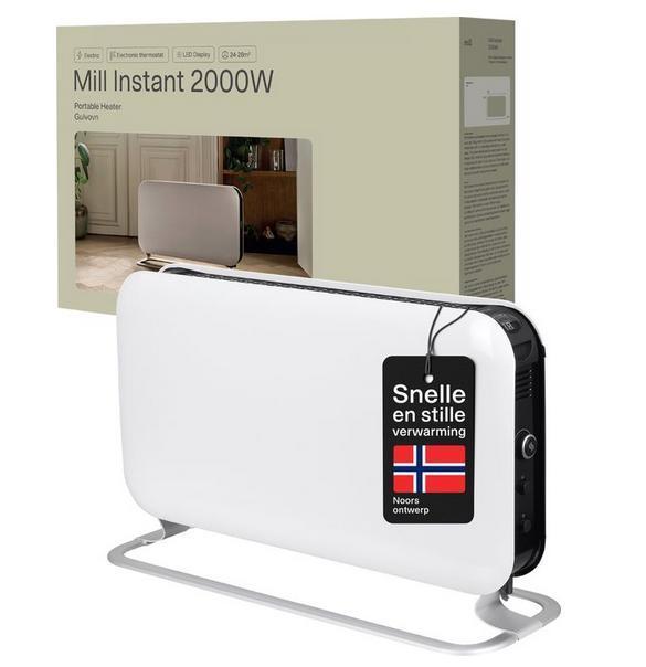 Design convectorkachel - MILL SG2000MEC Wit, Huis en Inrichting, Kachels, Nieuw, Vrijstaand, Overige soorten, Elektrisch, Ophalen of Verzenden