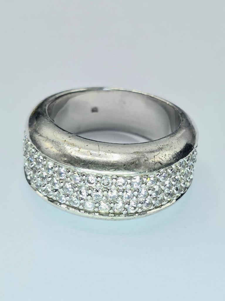 Ti Sento Zilveren Design Ring met Witte Spinel, Sieraden, Tassen en Uiterlijk, Ringen, 18 tot 19, Verzenden, ., Zo goed als nieuw