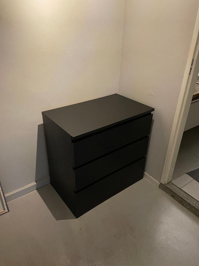 Ladekast IKEA Malm zwart, Ophalen, Gebruikt, 50 tot 100 cm, 3 of 4 laden