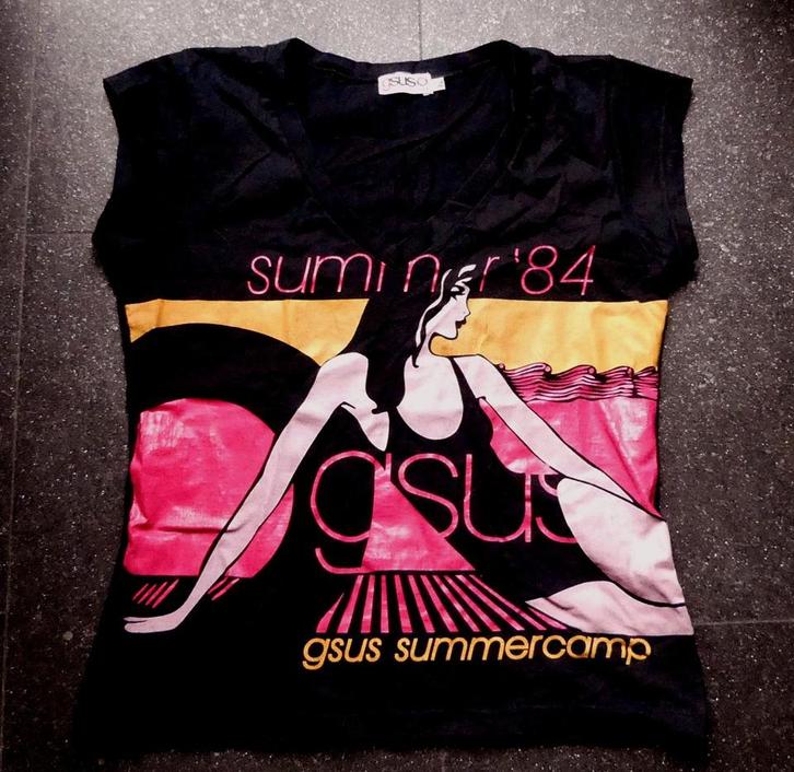 Vintage GSUS t-shirt zwart met summer print maat XL, Kleding | Dames, T-shirts, Gedragen, Maat 38/40 (M), Zwart, Korte mouw, Ophalen of Verzenden