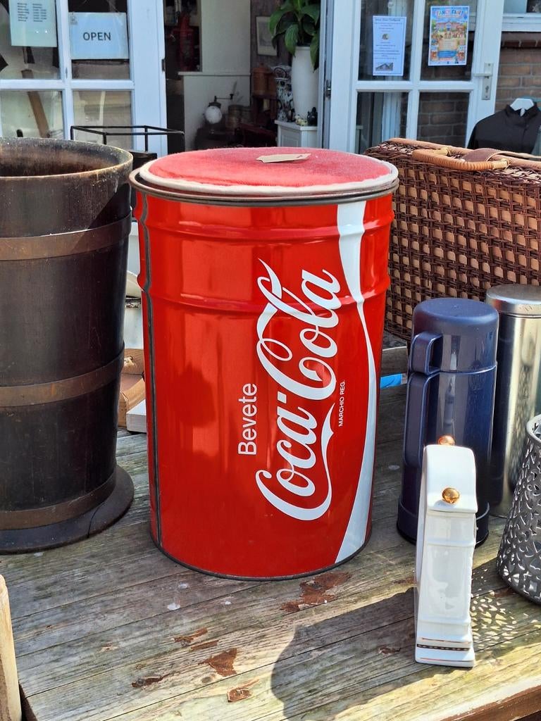 Vintage Coca-Cola prullenbak / opbergton, Ophalen of Verzenden, Gebruikt, Gebruiksvoorwerp