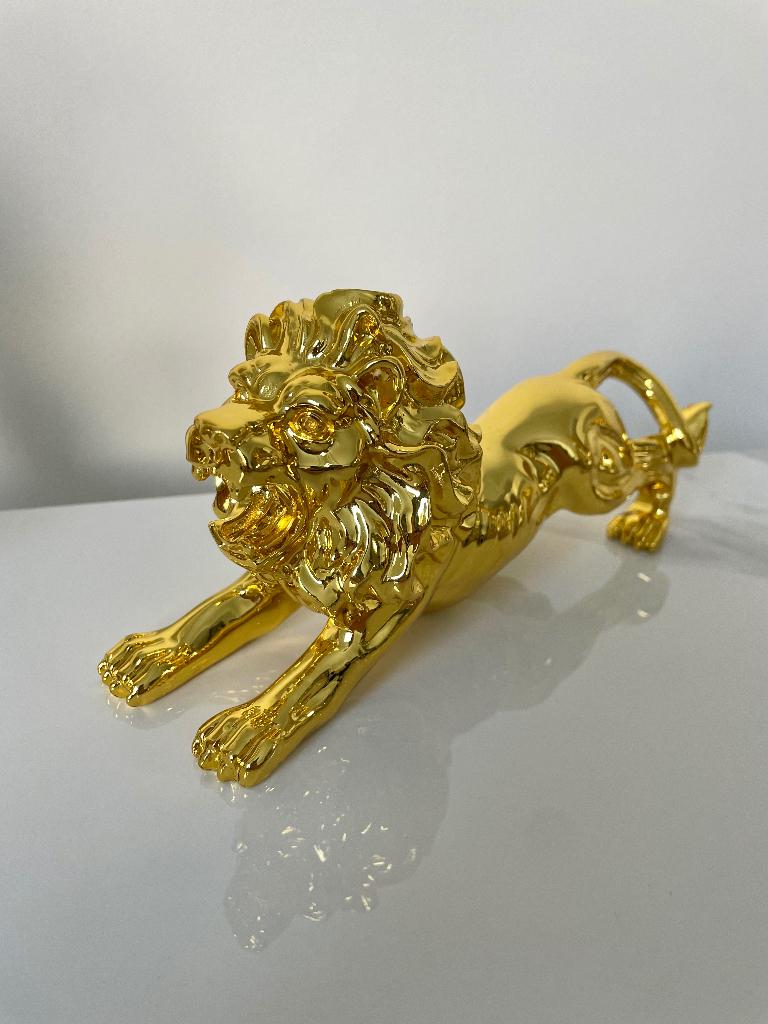 Leeuw beeld goud decoratie, Ophalen, Zo goed als nieuw, Dier