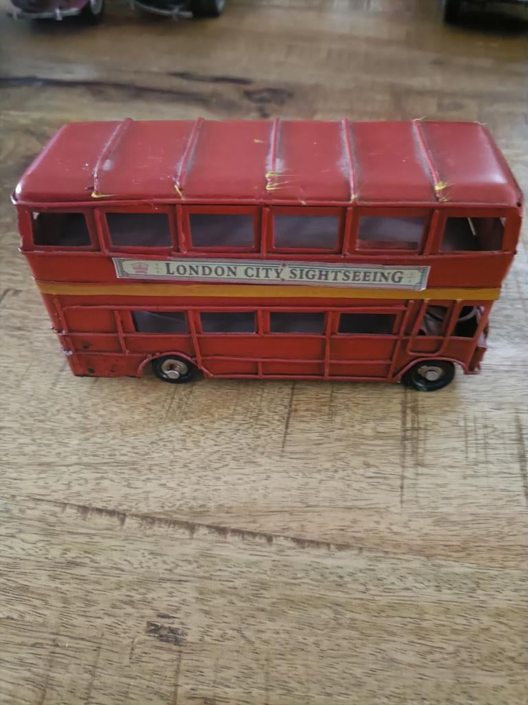 Vintage metalen London dubbeldekker bus decoratie, Verzamelen, Speelgoed, Gebruikt, Ophalen of Verzenden