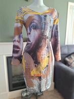 Eroke gezicht print paars geel jurk M 38, Maat 38/40 (M), Verzenden, Paars, Zo goed als nieuw