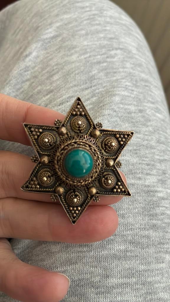 925 steling zilver broche of hanger Davidster Magan, Ophalen of Verzenden, Gebruikt, Zilver, Zilver