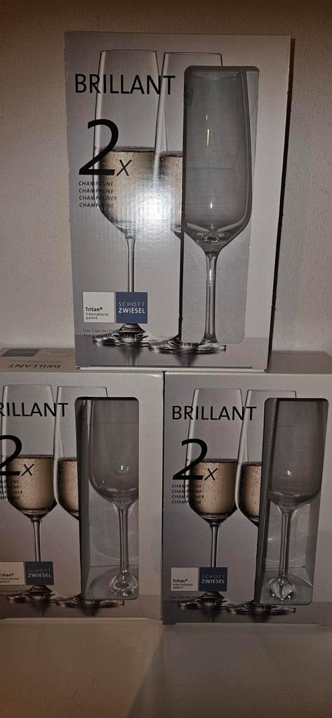 6 champagneglazen glazen Schott Zwiesel voor maar € 20,00, Verzamelen, Glas en Borrelglaasjes, Nieuw, Overige typen, Ophalen of Verzenden