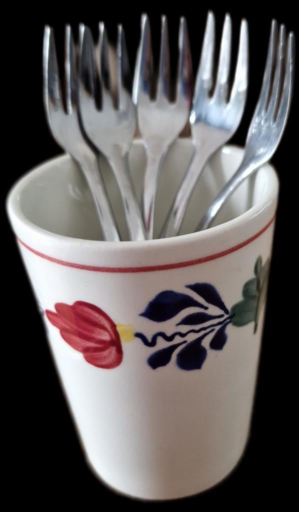 Boerenbont Lepelvaasje met 5 Vorkjes - Vintage Servies, Ophalen of Verzenden