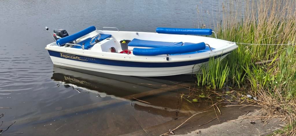 Topcraft 430 15 pk buitenboordmotor met kantel trailer., 10 tot 30 pk, Ophalen of Verzenden, Zo goed als nieuw, 3 tot 6 meter
