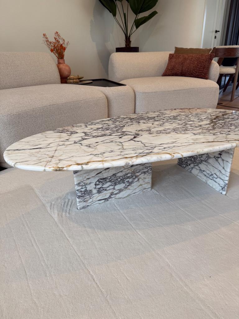 Calacatta viola marmer salontafel, Ophalen, 100 tot 150 cm, Nieuw, 50 tot 100 cm