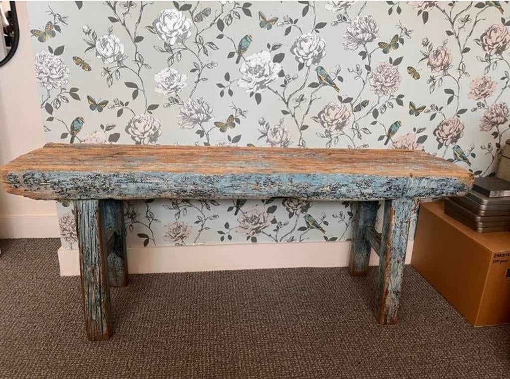 Houten bank, Minder dan 75 cm, Driepersoons, Ophalen of Verzenden, Zo goed als nieuw