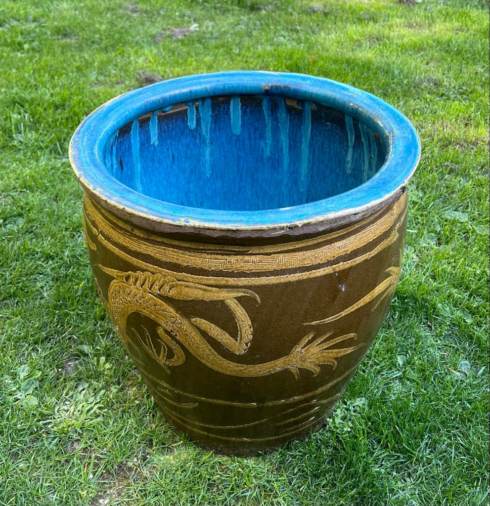 Grote Chinese Egg Jar - Unieke Blauwe Binnenkant, Ophalen