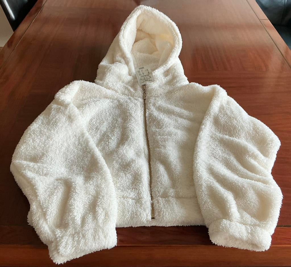 Wit fleece jasje met capuchon, Ophalen, Nieuw, Maat 34 (XS) of kleiner