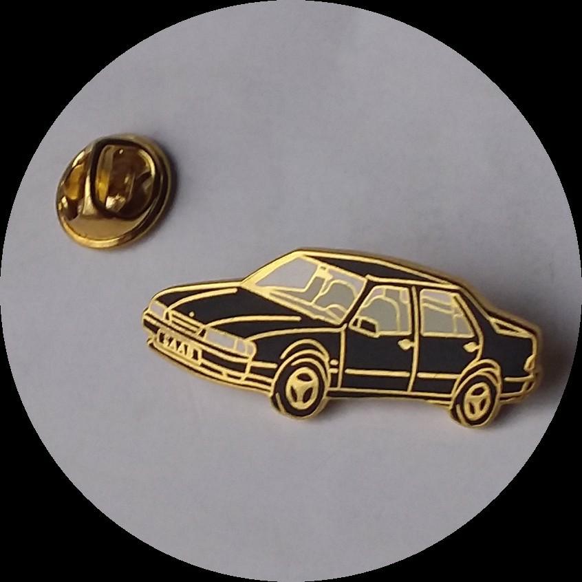 SAAB pin, zwart geëmailleerd, Verzenden, Zo goed als nieuw, Transport, Speldje of Pin