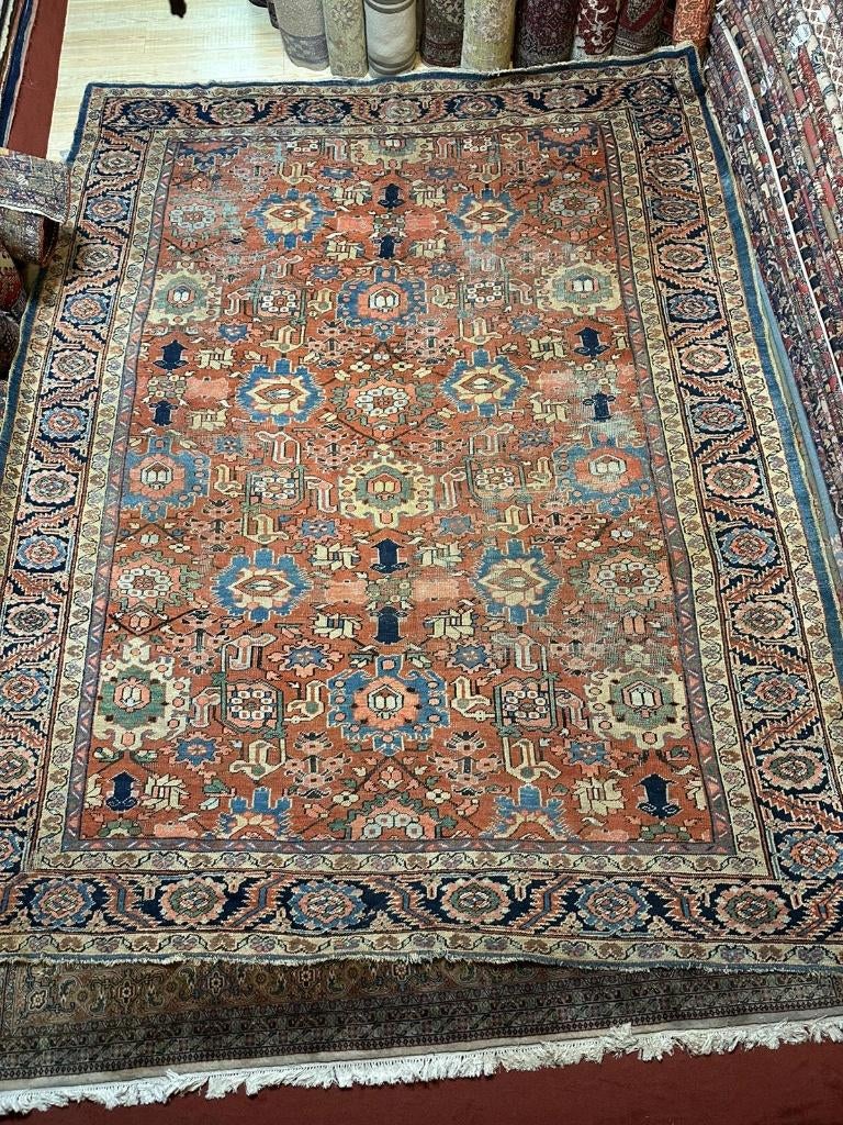 Antiek Perzisch Tapijt Heriz ( Antique Carpet ) 360 x 292 cm, Huis en Inrichting, Stoffering | Tapijten en Kleden, Gebruikt, 200 cm of meer