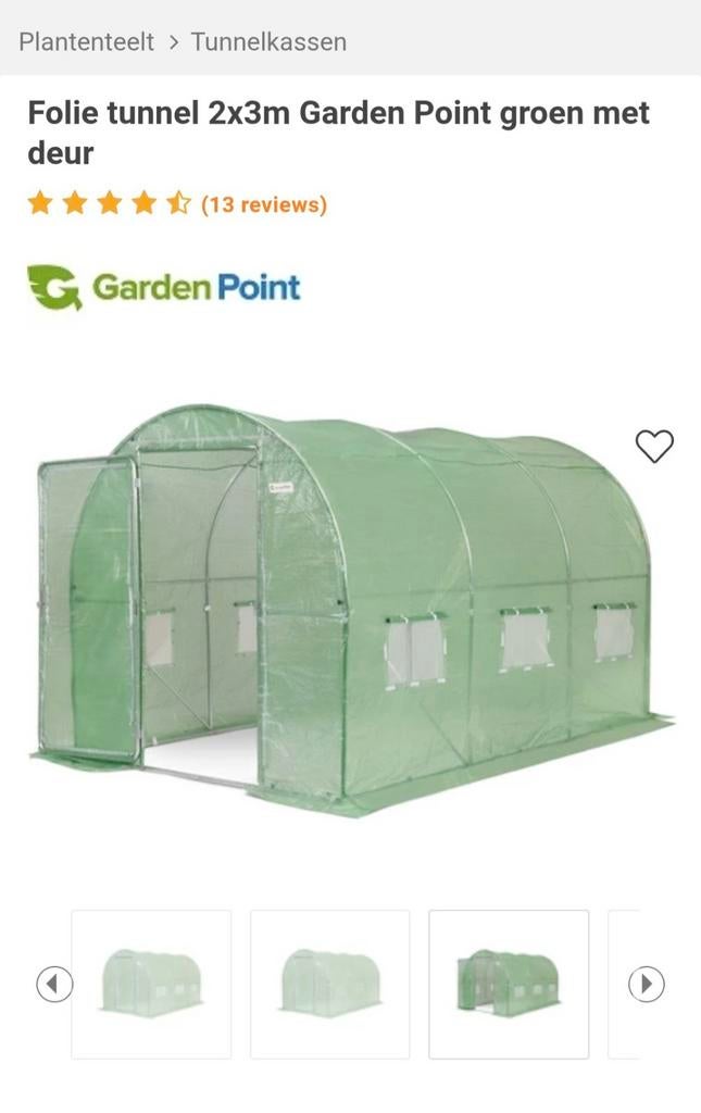 Nieuwe groene tunnelkas 2x3 meter, Tuin en Terras, Kassen, Ophalen, Folie, Aluminium, Kweekkas