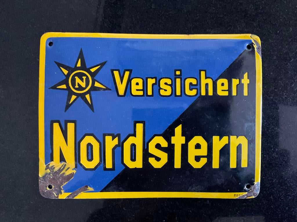 Emaille reclamebord "Versichert Nordstern", Ophalen of Verzenden
