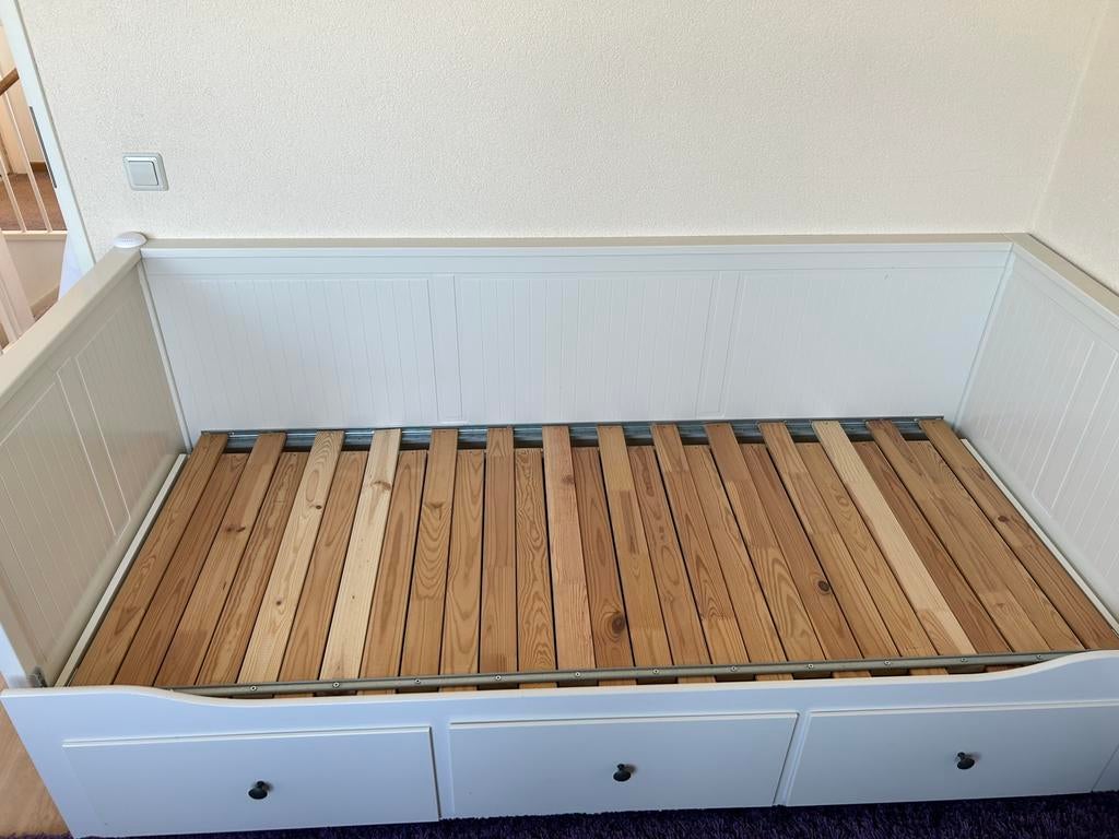IKEA HEMNES bed met 3 opberglades., Huis en Inrichting, Slaapkamer | Bedden, Ophalen, Gebruikt, Wit, Tweepersoons