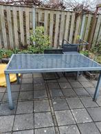 Tuintafel met 4 stoelen, glas en aluminium, Ophalen