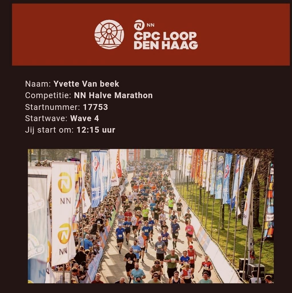 Startbewijs CPC loop - halve marathon wave 4, Ophalen, Nieuw, Overige typen, Overige merken