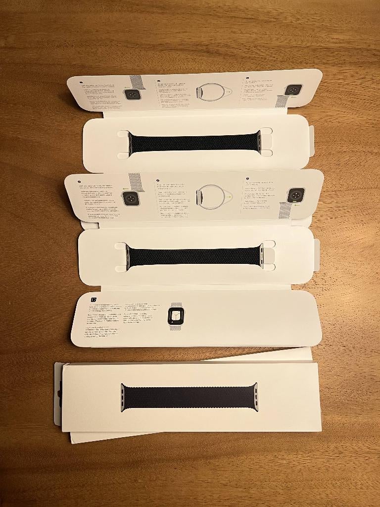 Set 2x Apple Watch 44mm Charcoal Braided Solo Loop Size 10, Bandje, Apple Watch 44mm, Nieuw, Ophalen of Verzenden