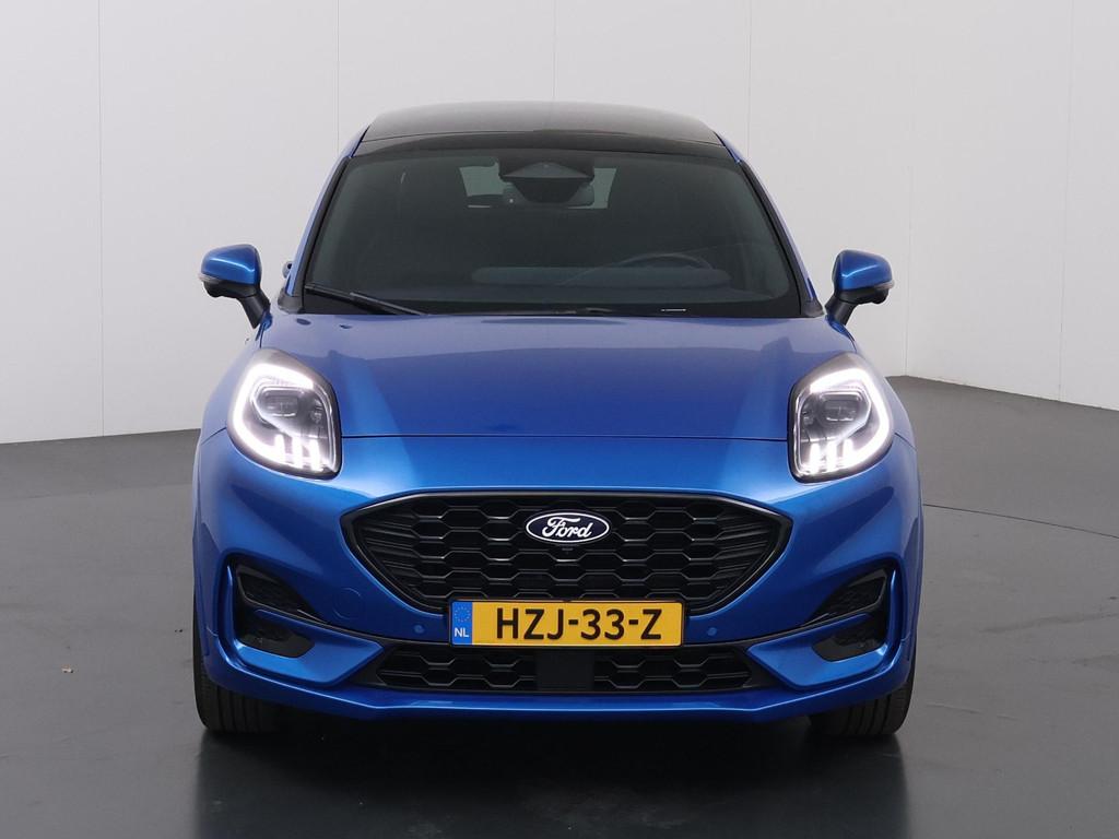 Ford Puma 1.0 EcoBoost Hybrid ST-Line X | Facelift | Trekhaa, Blauw, Leder en Stof, Bedrijf, 155 pk