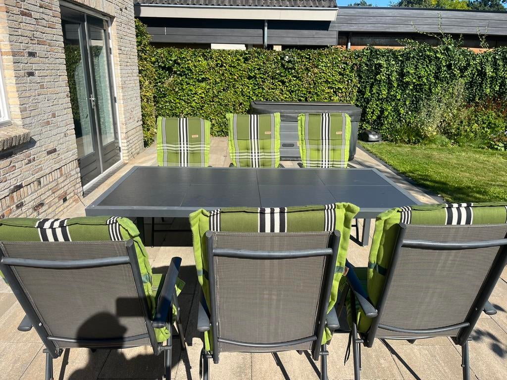 6 mooie tuinkussens van Madison groen, Tuin en Terras, Ophalen of Verzenden, Zo goed als nieuw, Overige materialen