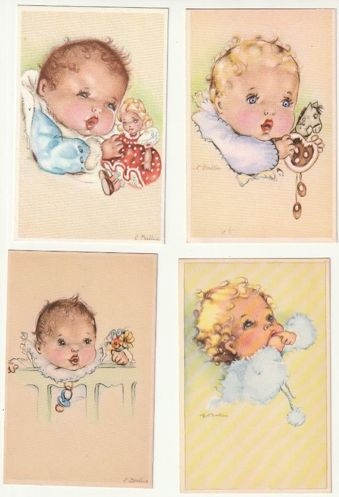 Lot 10 kaartjes baby illustrator BALLIU Coloprint Special, Verzenden, Voor 1920, Ongelopen, Kinderen