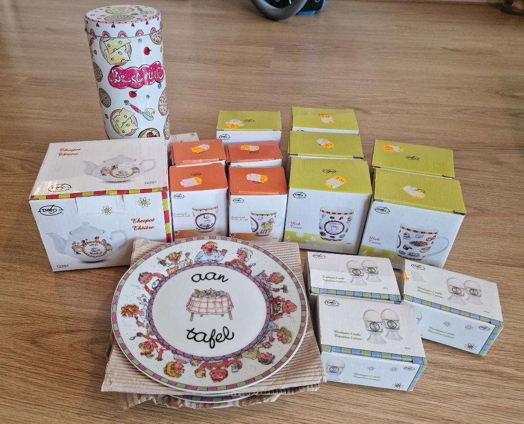 vrolijk 6-delig ontbijtservies van Theo, Ophalen, Zo goed als nieuw, Porselein, Overige stijlen