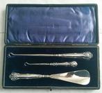 Antieke sterling zilver knoophaken en schoenlepelset 1904 BH, Ophalen, Zilver