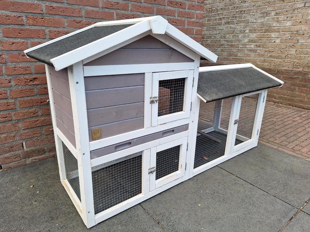 Net konijnenhokje met rennetje 2 verdiepingen, Dieren en Toebehoren, Knaagdieren en Konijnen | Hokken en Kooien, Ophalen of Verzenden