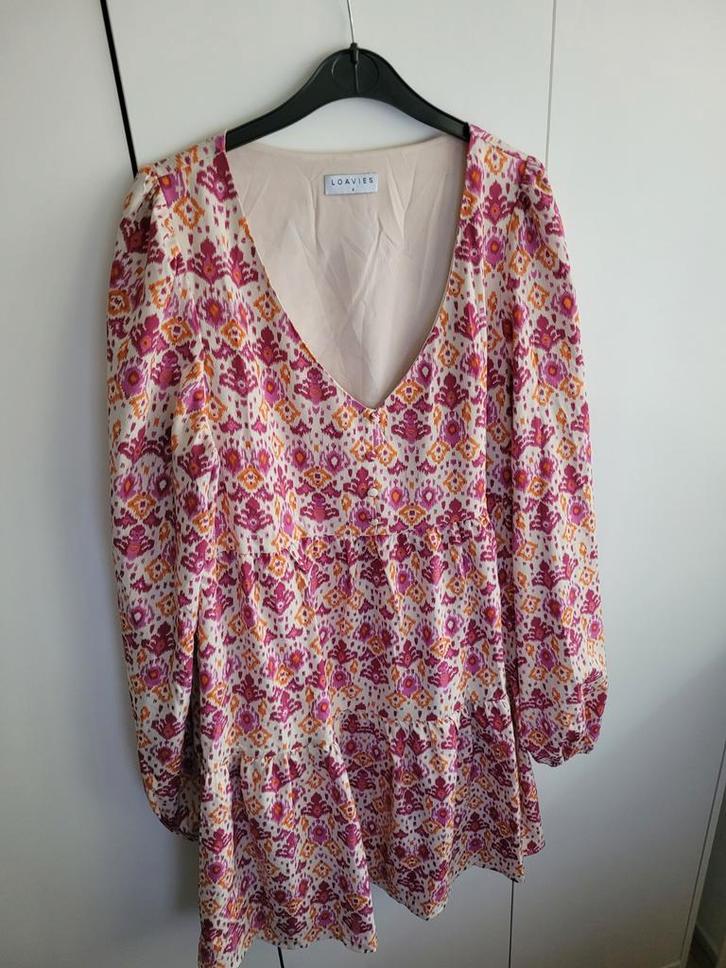 Loavies jurk met print, maat M, Kleding | Dames, Jurken, Zo goed als nieuw, Maat 38/40 (M), Roze, Boven de knie, Ophalen of Verzenden