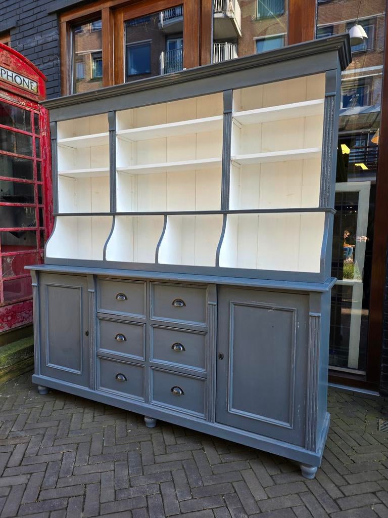 Charmant grijs-blauwe Grutterskast | Winkelkast | Buffetkast, Huis en Inrichting, Kasten | Buffetkasten, Grenenhout, Met deur(en)