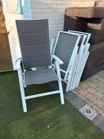 Goede tuinstoelen wit met grijs 4 stuks, Ophalen of Verzenden, Zo goed als nieuw, Kunststof