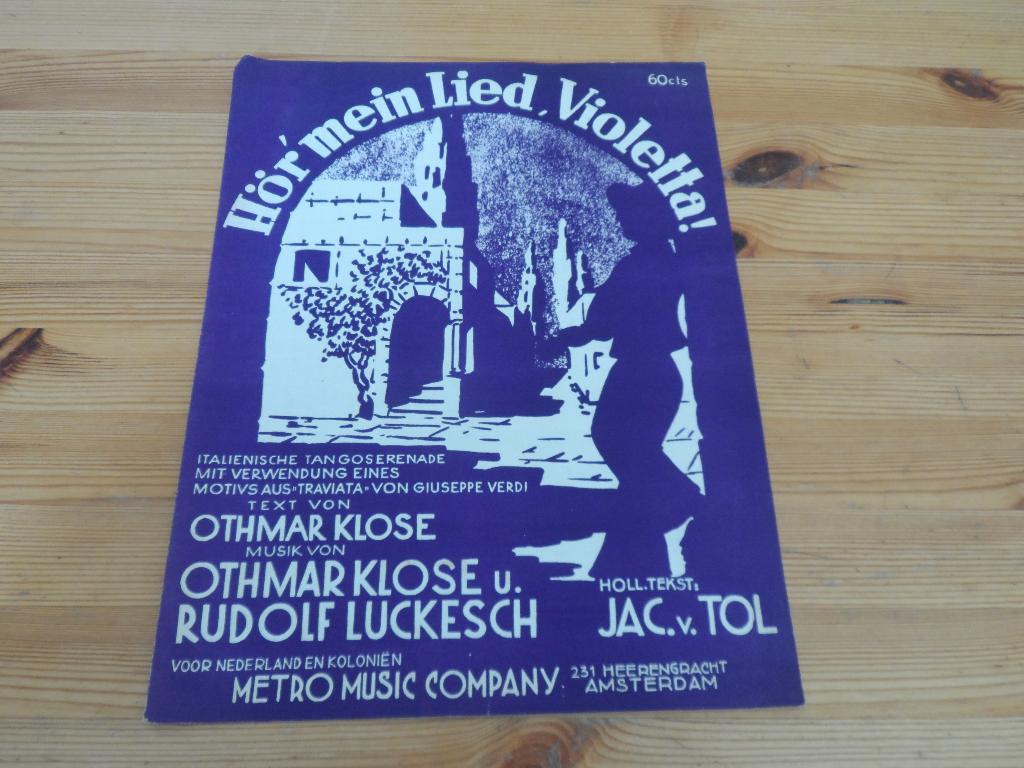 Hor mein lied violetta - klose / lukesch, Muziek en Instrumenten, Bladmuziek, Zang, Gebruikt, Ophalen of Verzenden, Artiest of Componist