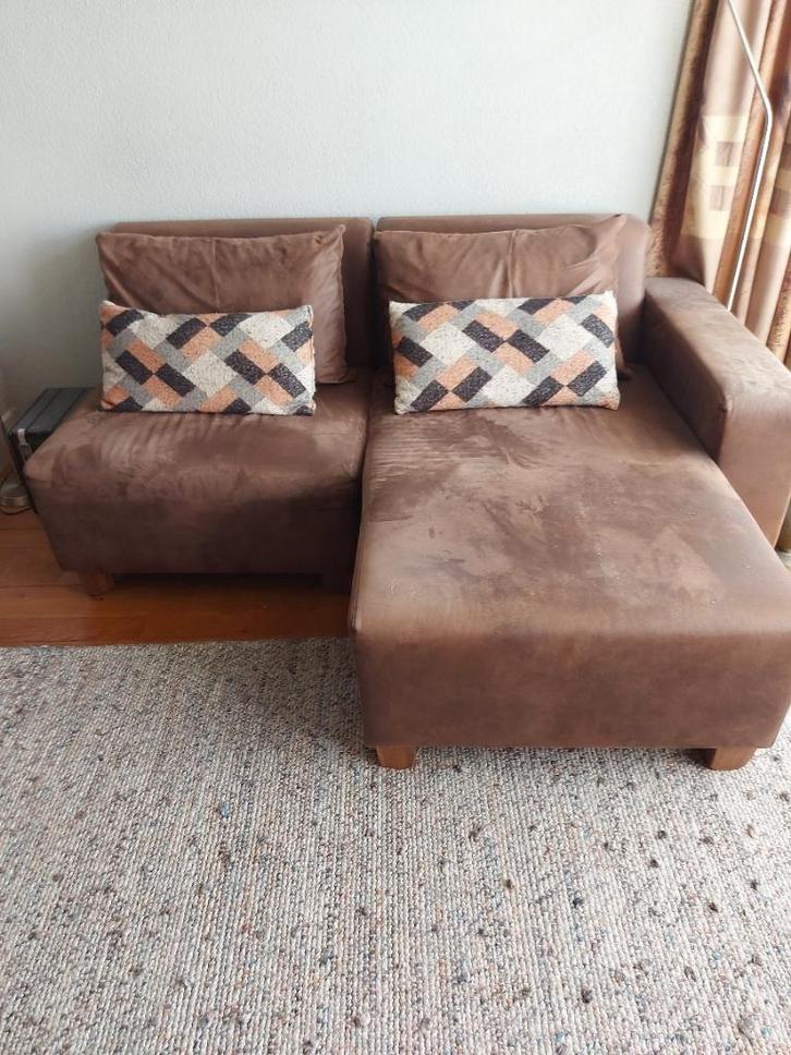 bank, Huis en Inrichting, Banken | Sofa's en Chaises Longues, Gebruikt, Tweepersoons, 150 tot 200 cm, 125 tot 150 cm, Hout, Stof