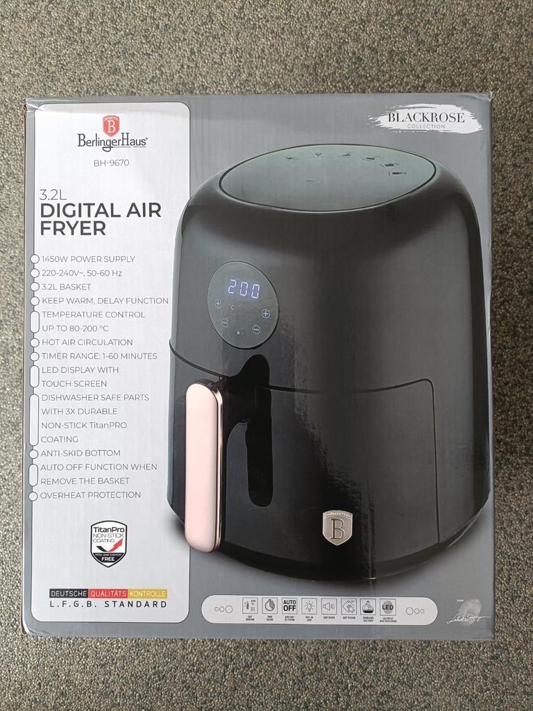 Berlinger Haus 3.2L Digitale Airfryer nieuw, Witgoed en Apparatuur, Airfryers, Ophalen of Verzenden, Nieuw, Airfryer