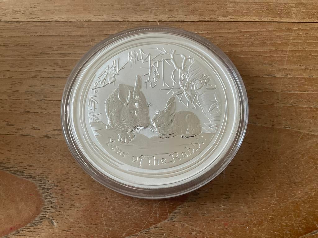 5 oz zilver .999, Year of the Rabbit 2011, Lunar II serie, Postzegels en Munten, Edelmetalen en Baren, Ophalen of Verzenden, Zilver