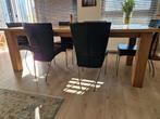 Massief eiken eettafel 230×100  + 6 Montis Spica stoelen, Huis en Inrichting, Ophalen, Modern design, Gebruikt, 4 tot 6 stoelen